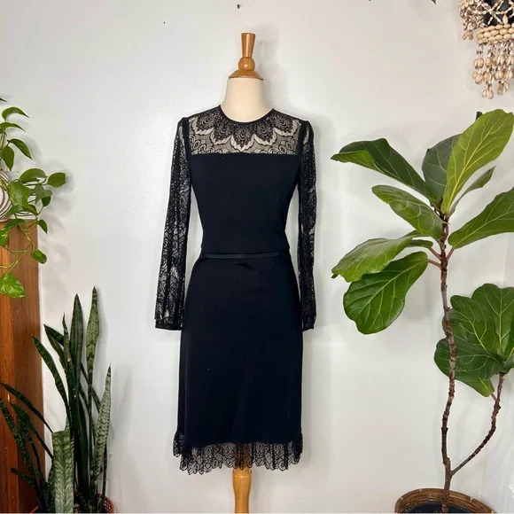 Tory Burch Tiana Black Lace sleeve Dress - Picture 2 of 12